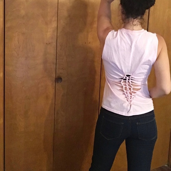 Horse Upcycled tee tank cutout shredded small s pink purple sparkle unicorn - Picture 4 of 7